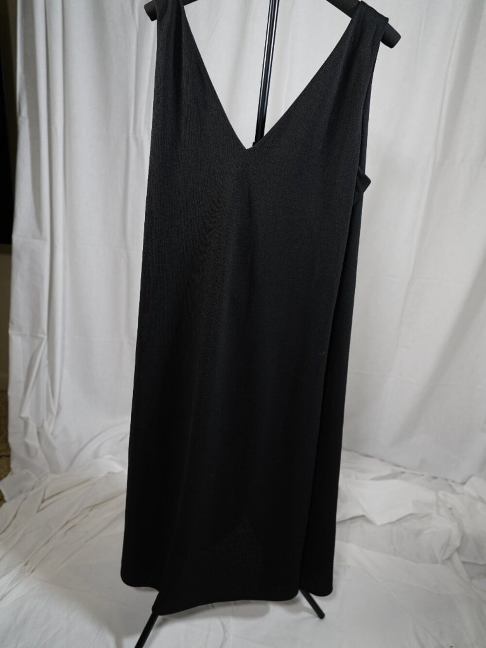 H&M XXL Black Sleeveless Draped Tie Front Midi Dress Plus Size - Picture 4 of 6